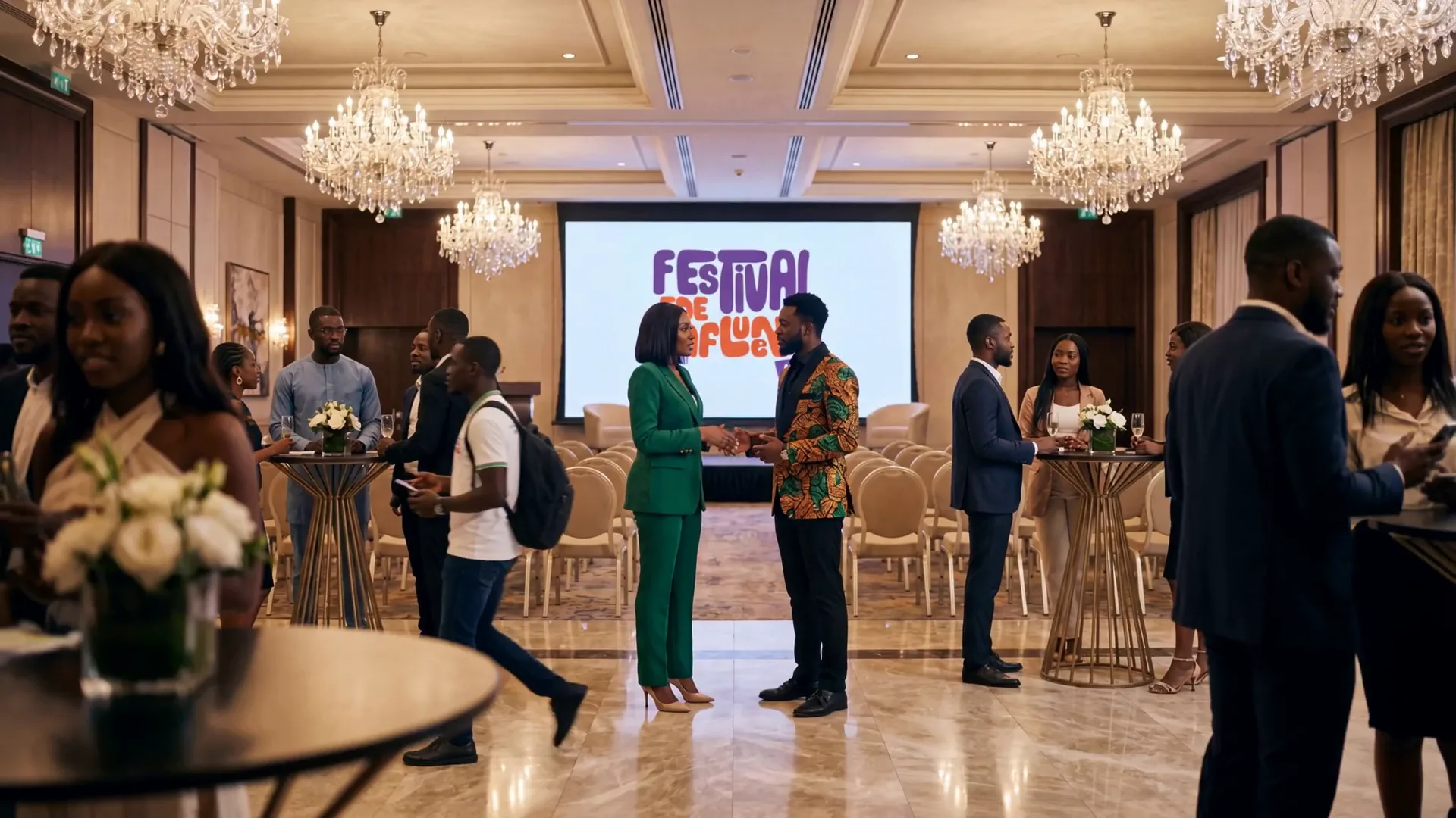 Jeunes en échange lors d'une conférence du festival